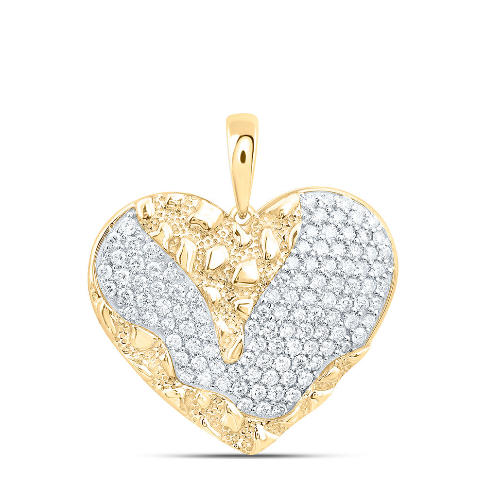 10K Yellow Gold 1 Cttw Natural Diamond Fashion Heart Pendant