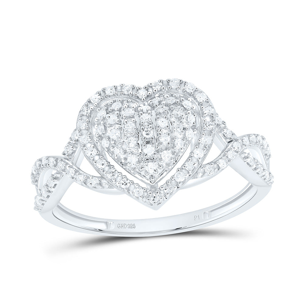 Sterling Silver 1/4Cttw Natural Diamond Gift Heart Ring