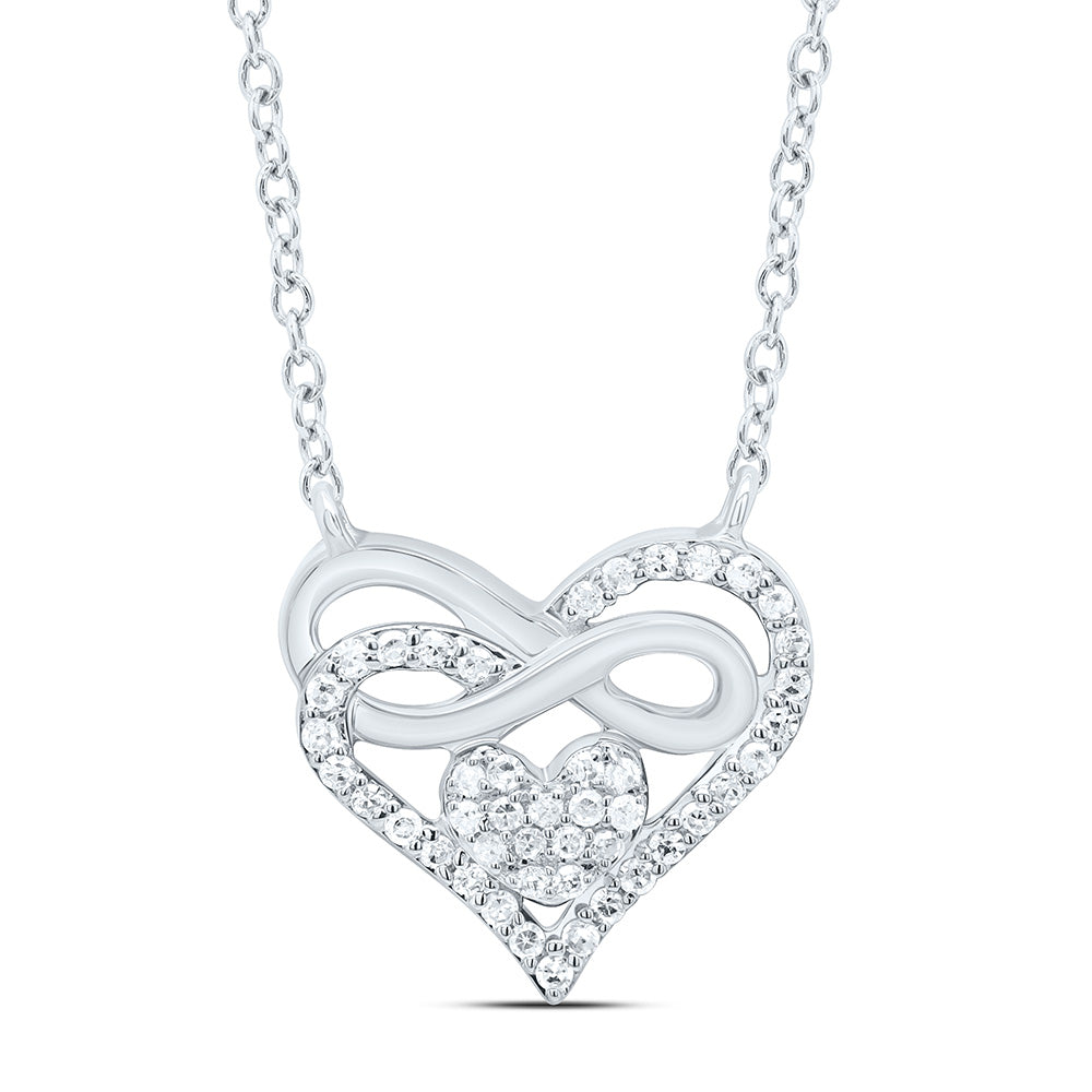 10K Yellow Or White Gold 1/8Cttw Natural Diamond Gift Heart Necklace (18 Inch)
