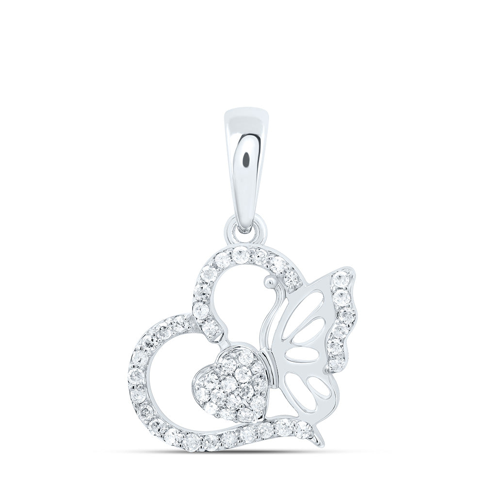 10K Yellow Or White Gold 1/6Cttw Natural Diamond Gift Heart Pendant