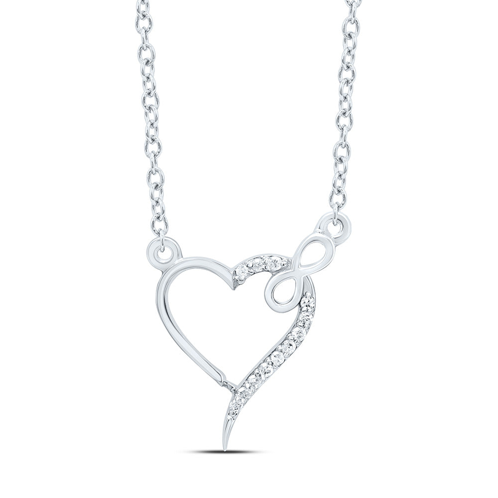 10K Yellow Or White Gold 1/20Cttw Natural Diamond Gift Heart Necklace (18 Inch)