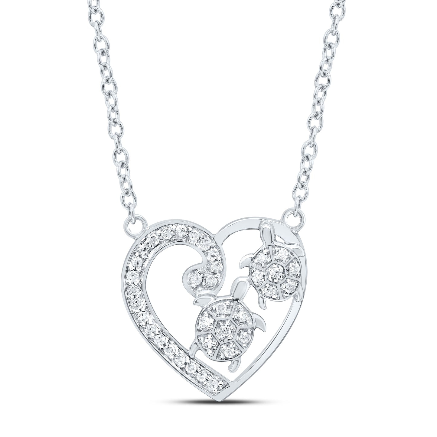 10K Yellow Or White Gold 1/8Cttw Natural Diamond Gift Heart Necklace (18 Inch)