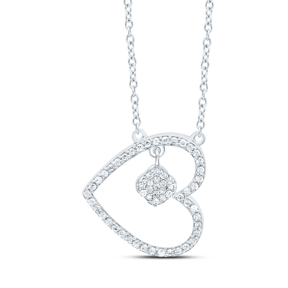 10K Yellow Or White Gold 1/6Cttw Natural Diamond Gift Heart Necklace (18 Inch)