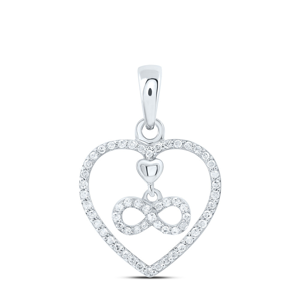 10K Yellow Or White Gold 1/6Cttw Natural Diamond Gift Inifinity Heart Pendant