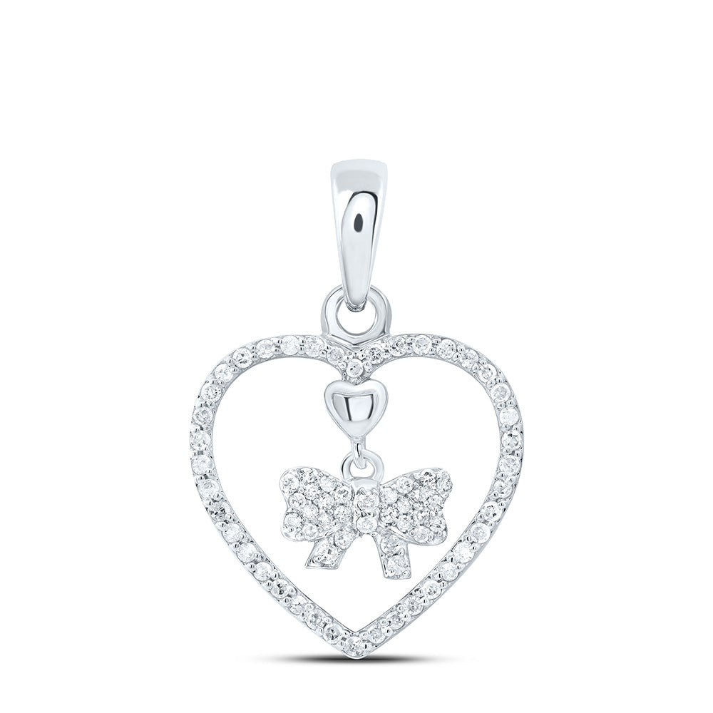 10K Yellow Or White Gold 1/5Cttw Natural Diamond Gift Heart Pendant