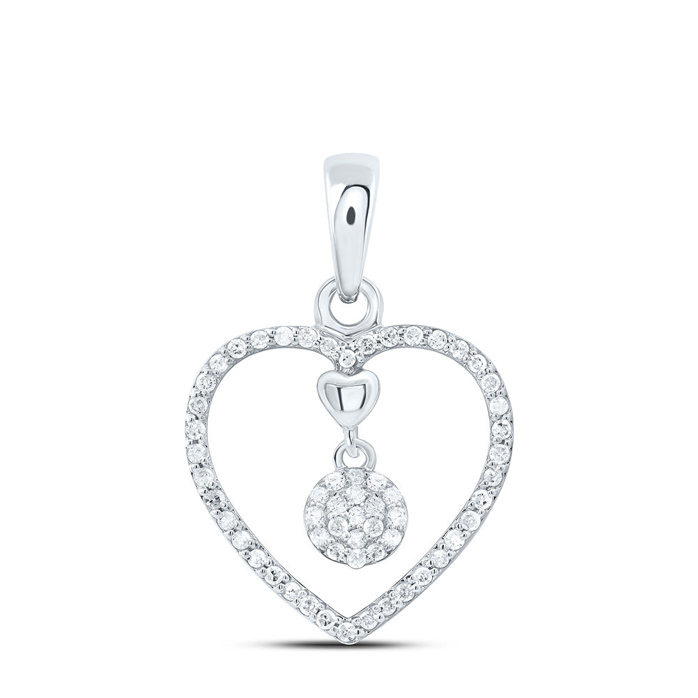 10K Yellow Or White Gold 1/6Cttw Natural Diamond Gift Heart Pendant