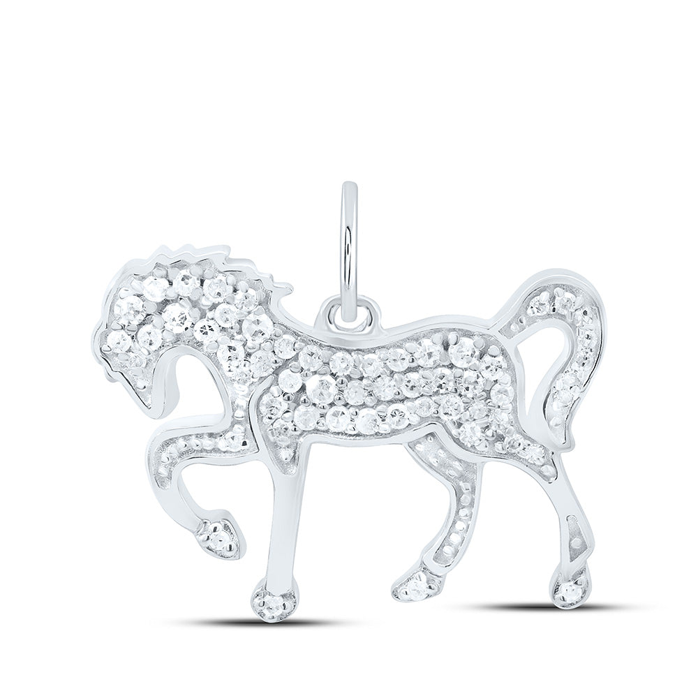 10K Yellow Or White Gold 1/4Cttw Natural Diamond Gift Horse Pendant