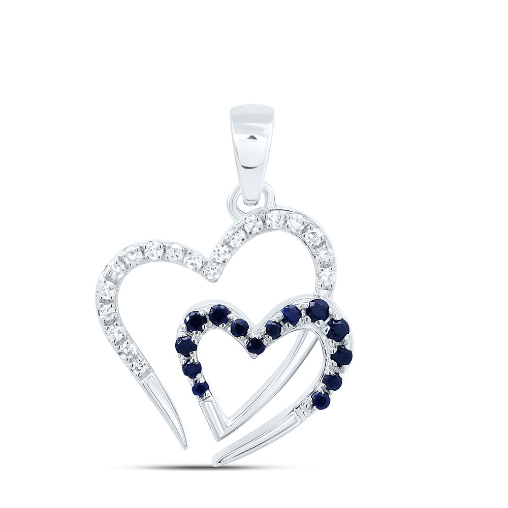 10K Yellow Or White Or Rose Gold 1/10Cttw Natural Diamond 1/10 Cttw Round Gem Heart Pendant
