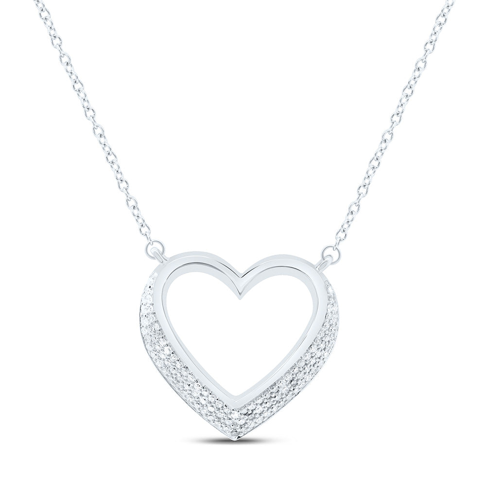 Sterling Silver 1/3Cttw Natural Diamond Gift Heart Necklace(18 Inch)