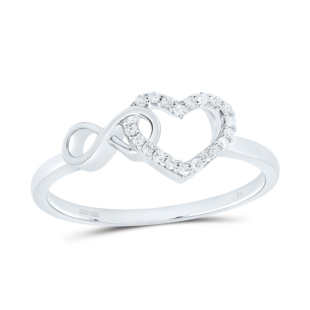 Sterling Silver 1/12Cttw Natural Diamond Gift Infinity Heart Ring