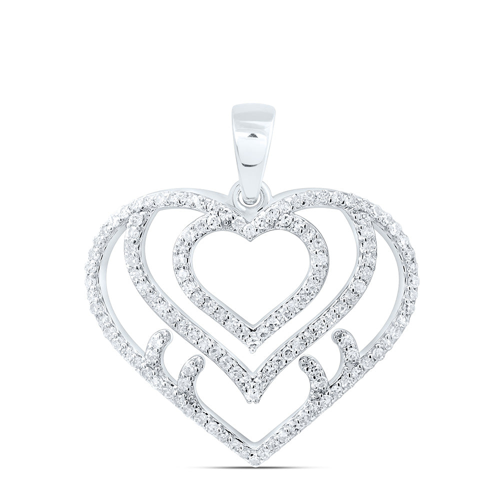 10K Yellow Or White Gold 1/3Cttw Natural Diamond Gift Heart Pendant