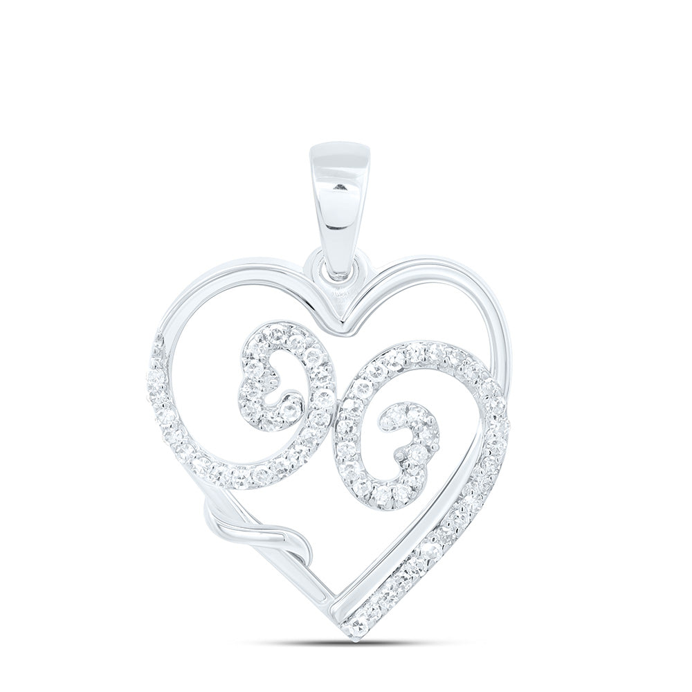 10K Yellow Or White Gold 1/8Cttw Natural Diamond Gift Heart Pendant