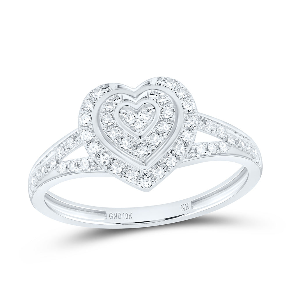 10K White Gold 1/5Cttw Natural Diamond Gift Heart Ring