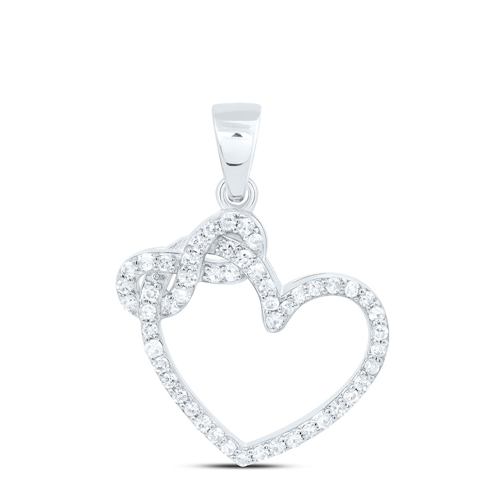 10K Yellow Or White Gold 1/5Cttw Natural Diamond Gift Infinity Heart Pendant