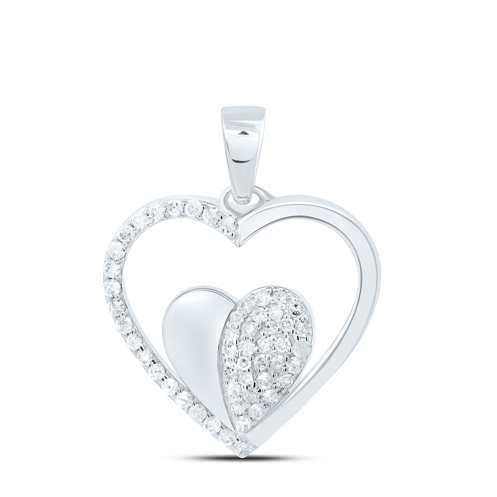 10K Yellow Or White Gold 1/4Cttw Natural Diamond Gift Heart Pendant
