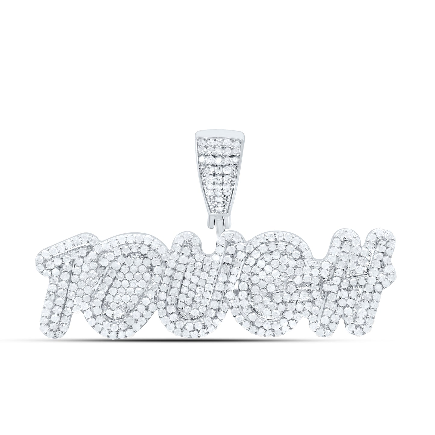 Sterling Silver 1 5/8Cttw Natural Diamond Gift "Tough" Mens Charm