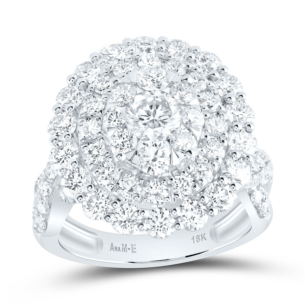 18K Yellow Or White Gold 3 3/4Cttw Natural Diamond Elite 1/2Cttw Center Round Oval Single Halo Bridal Ring