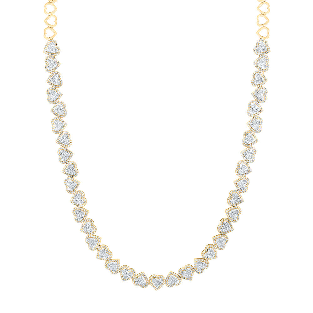 10K Yellow Gold 4Cttw Natural Diamond Fashion Heart Necklace (18 Inch)