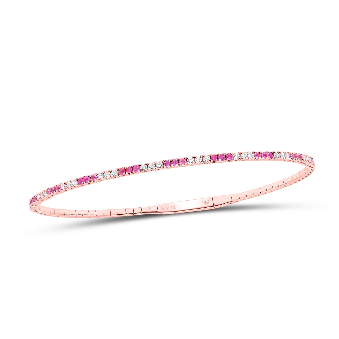 14K Yellow Or White Or Rose Gold 3/8Cttw Natural Diamond Round Gem Tennis Bangle (60X50Mm)