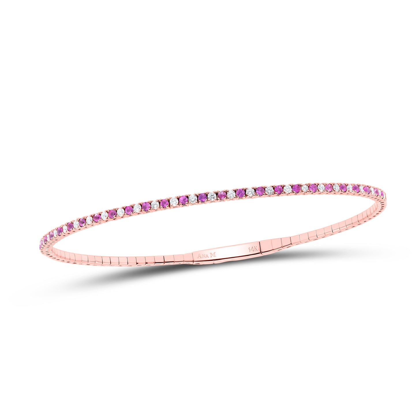 14K Yellow Or White Or Rose Gold 3/8Cttw Natural Diamond Round Gem Tennis Bangle(60X50Mm)