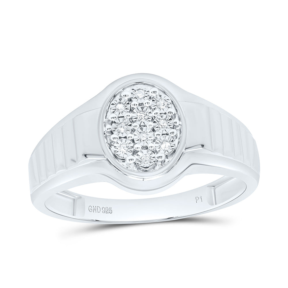 Sterling Silver 1/20Cttw Natural Diamond Gift Round Fanuk Mens Ring