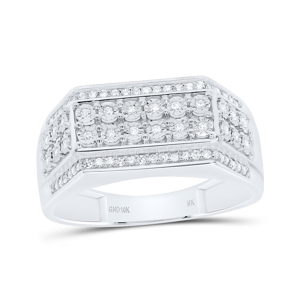 10K Yellow Or White Gold 1/4Cttw Natural Diamond Fanuk Mens Ring