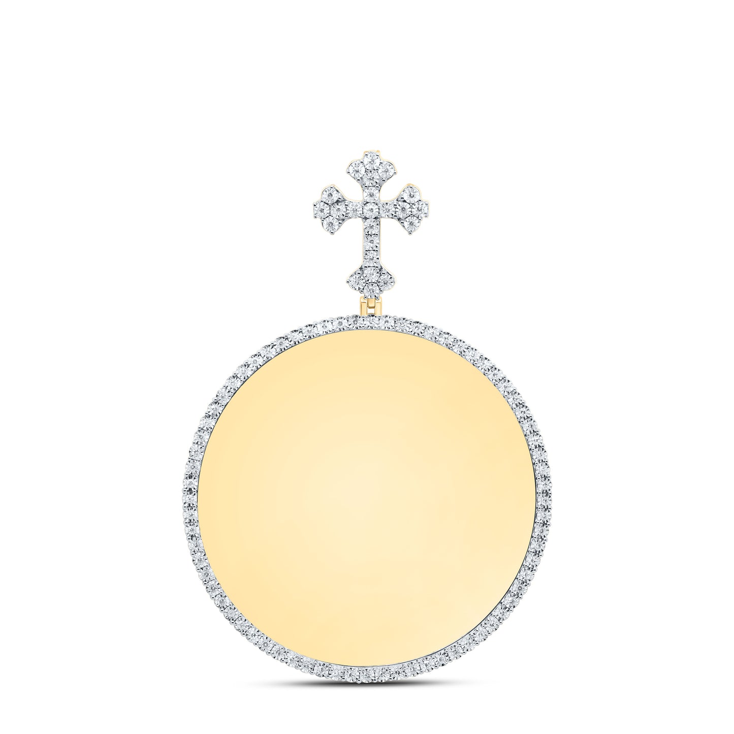 10K Yellow Gold 1/2Cttw Natural Diamond Fanuk Memory Cross Bail Mens Charm