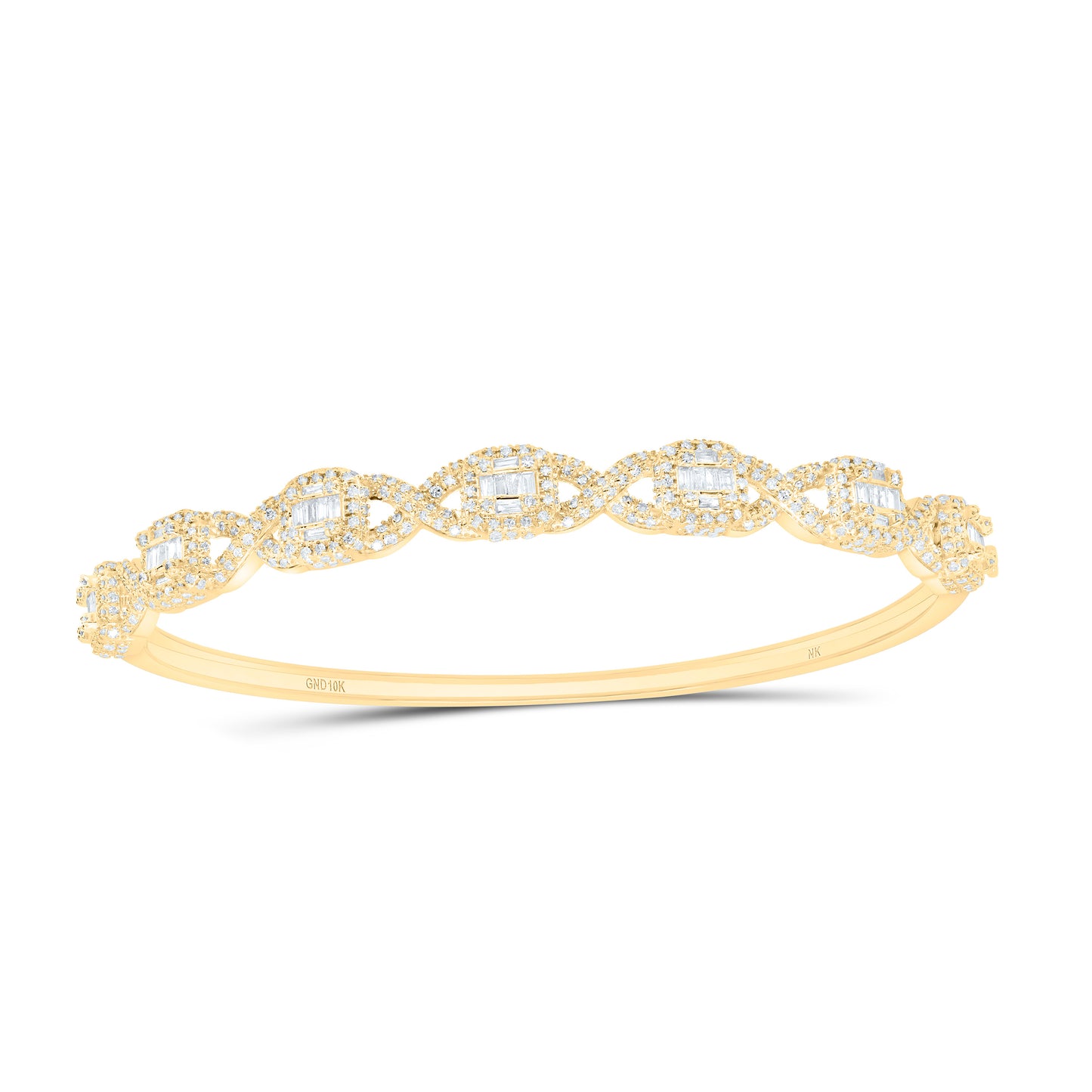 10K Yellow Gold 1 7/8Cttw Natural Diamond Fashion Infinity Cushion Bangle (65X55Mm)