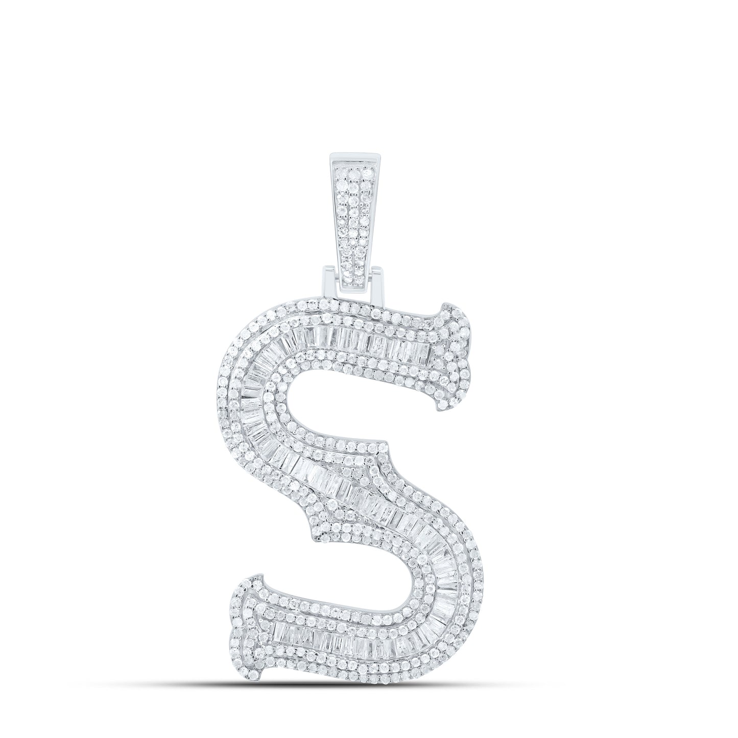 Sterling Silver Natural Diamond (35Mm) Initial Pendant