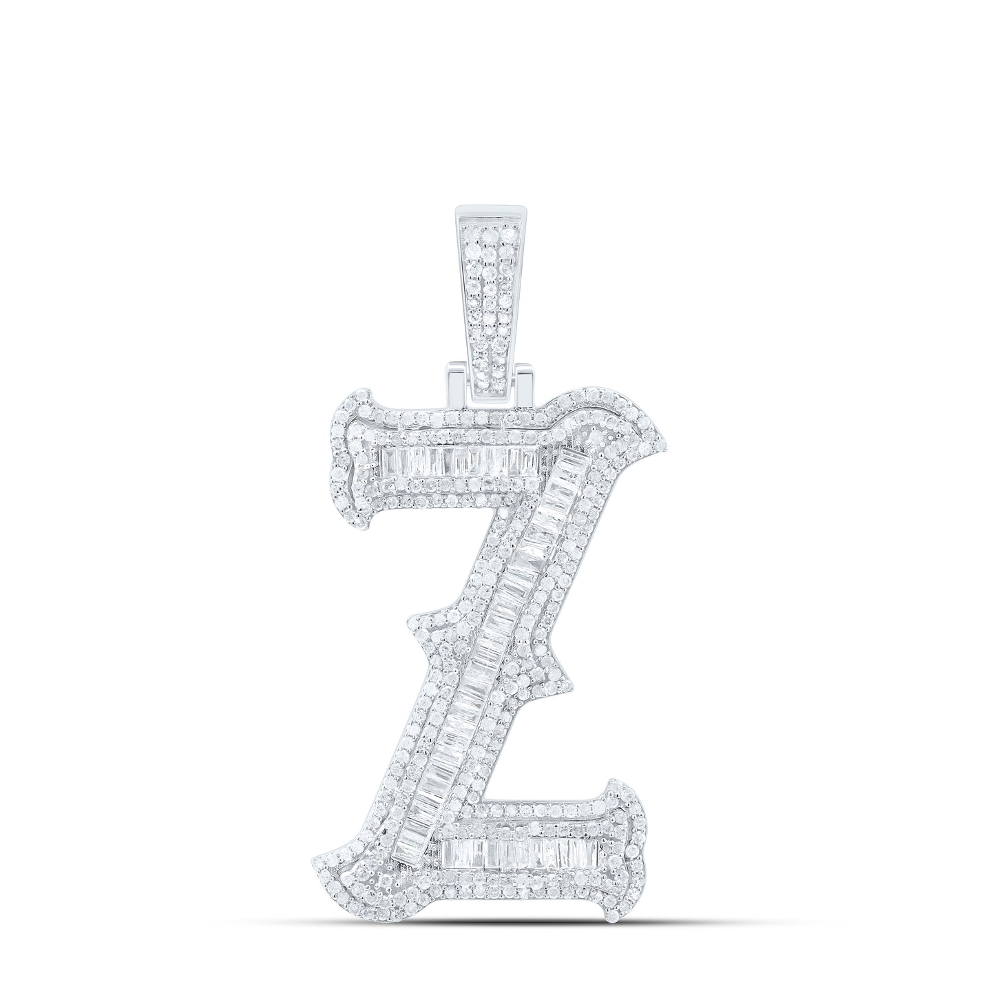 Sterling Silver Natural Diamond (35Mm) Initial Pendant