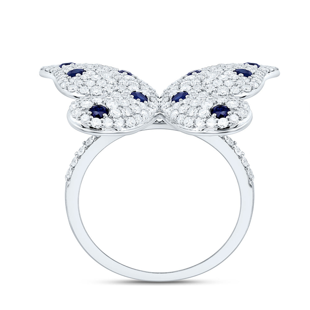 14K Yellow Or White Gold 1 1/3Cttw Natural Diamond Cn 3/8Cttw Round Gem Butterfly Ring