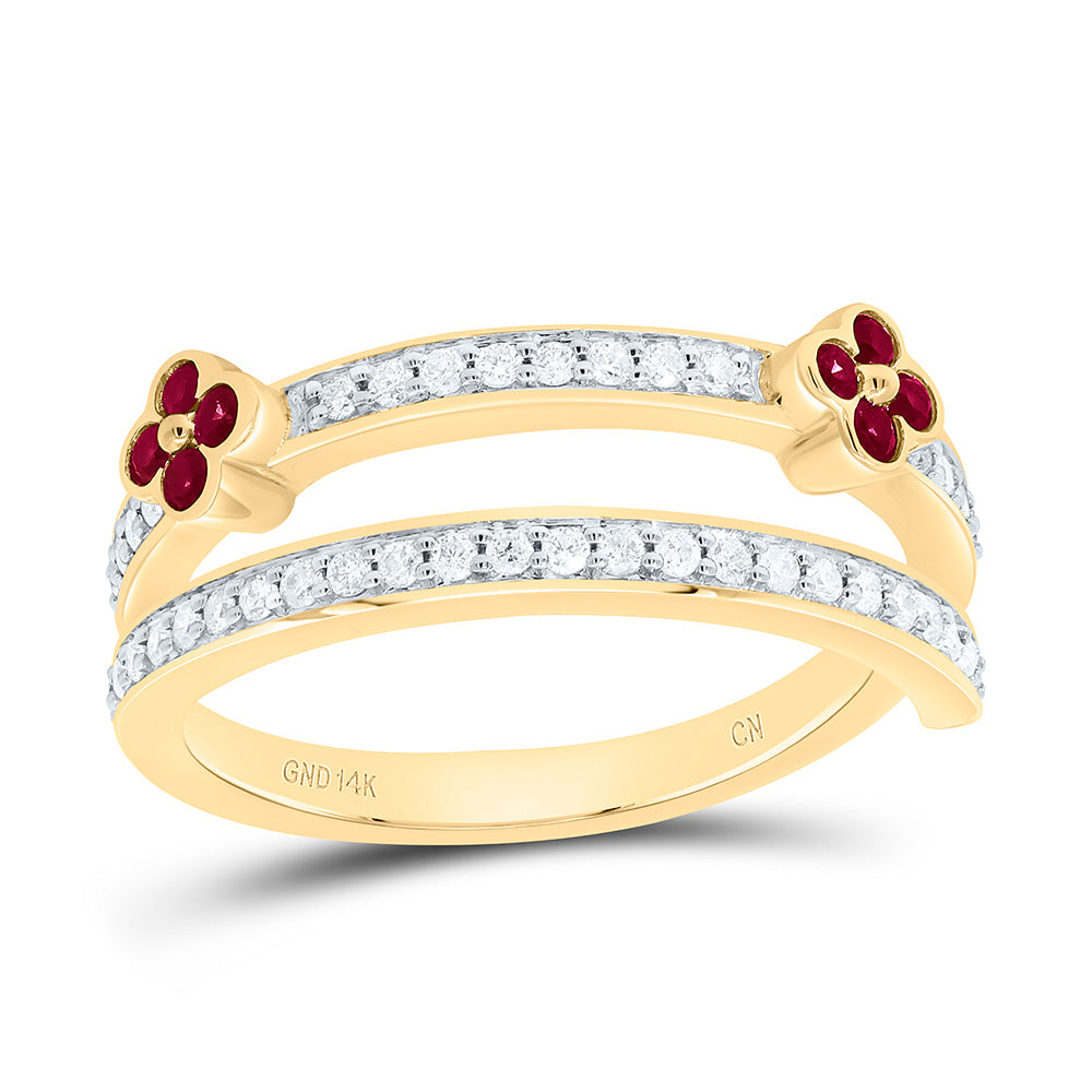 14K Yellow Or White Gold 1/4Cttw Natural Diamond Round Gem Clover Band