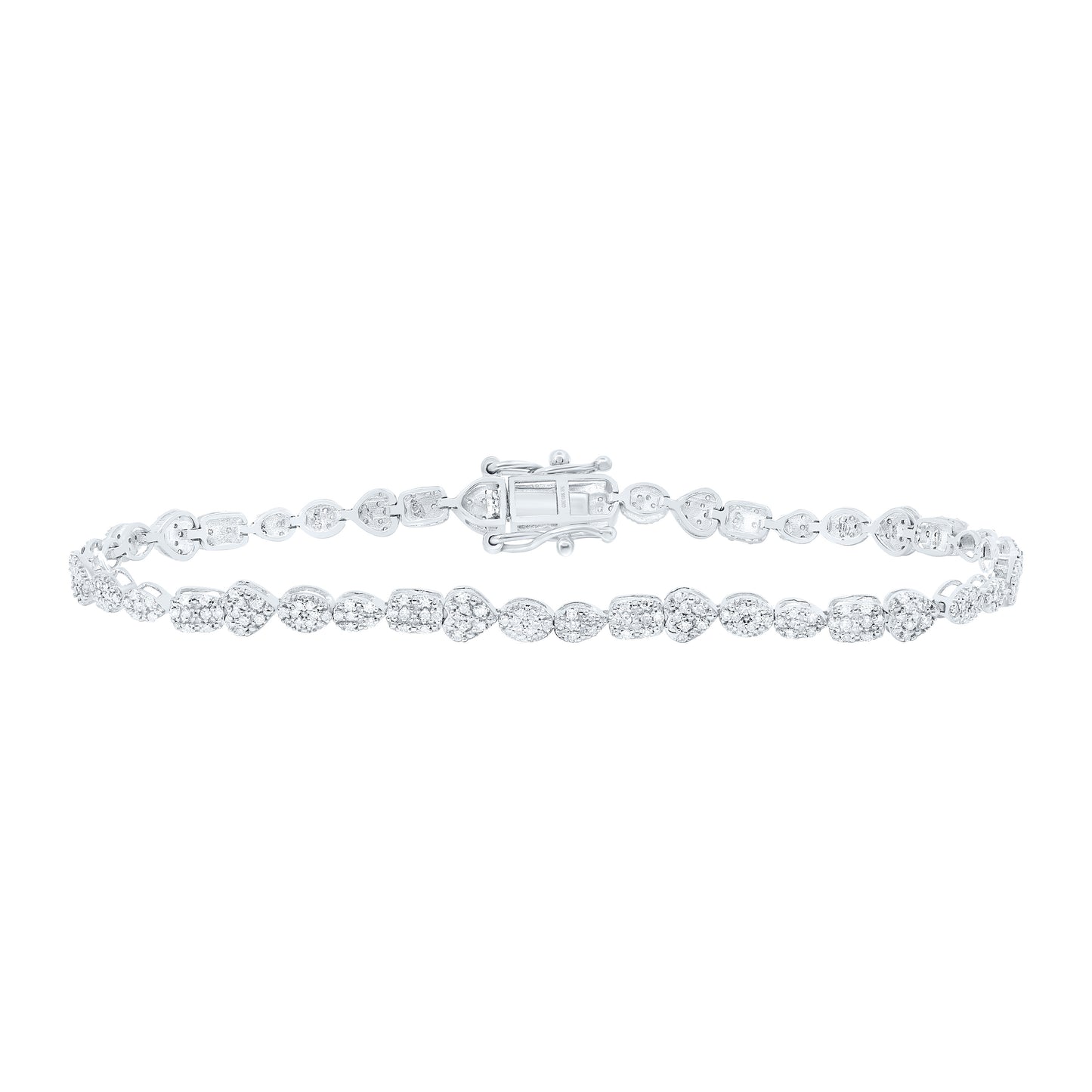 10K Yellow Or White Gold 3/4Cttw Natural Diamond Fashion Mixed Shape Heart Bracelet (7 Inch)