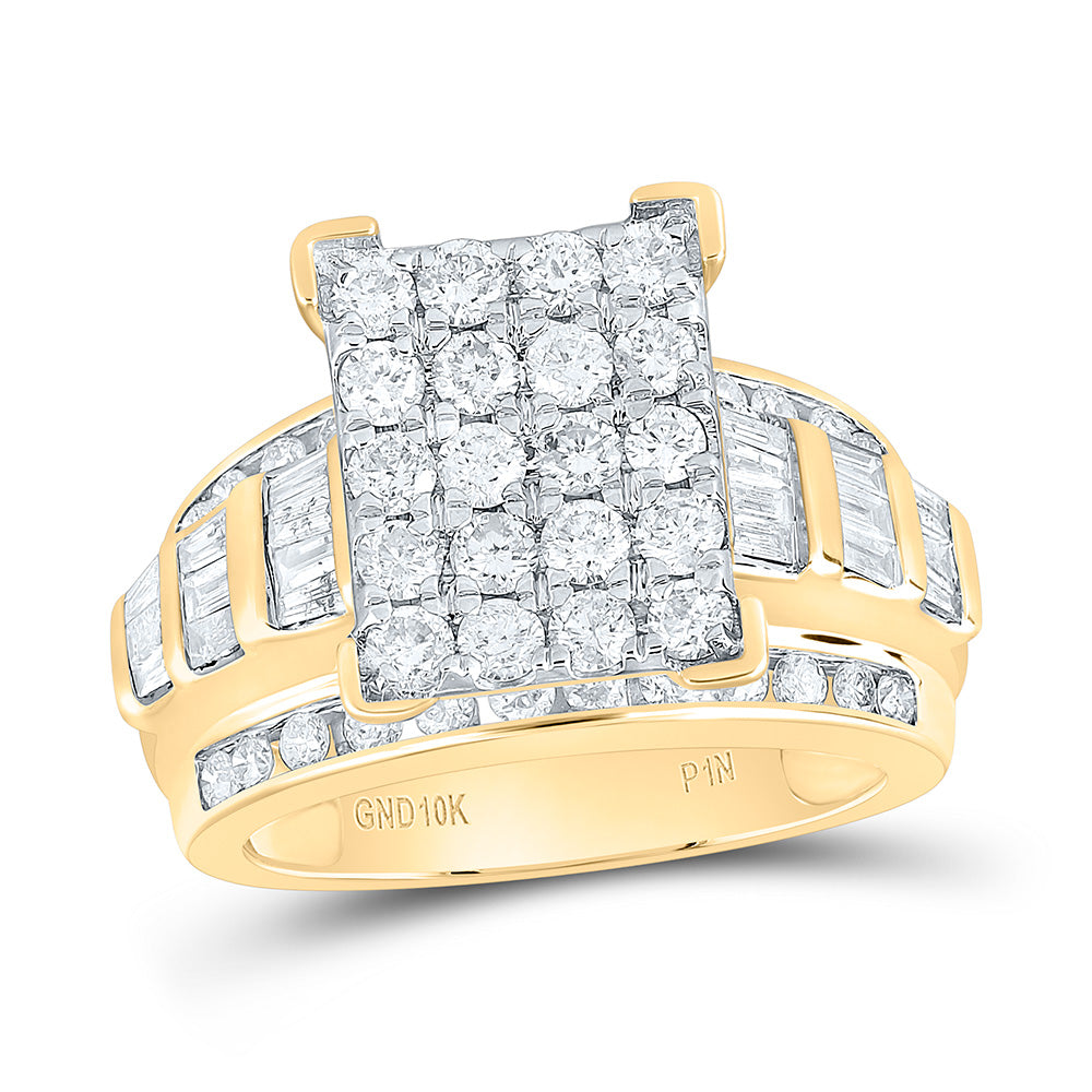 10K Yellow Gold 2 Cttw Natural Diamond Emerald Head Bridal Anniversary Wedding Engagement Band Ring