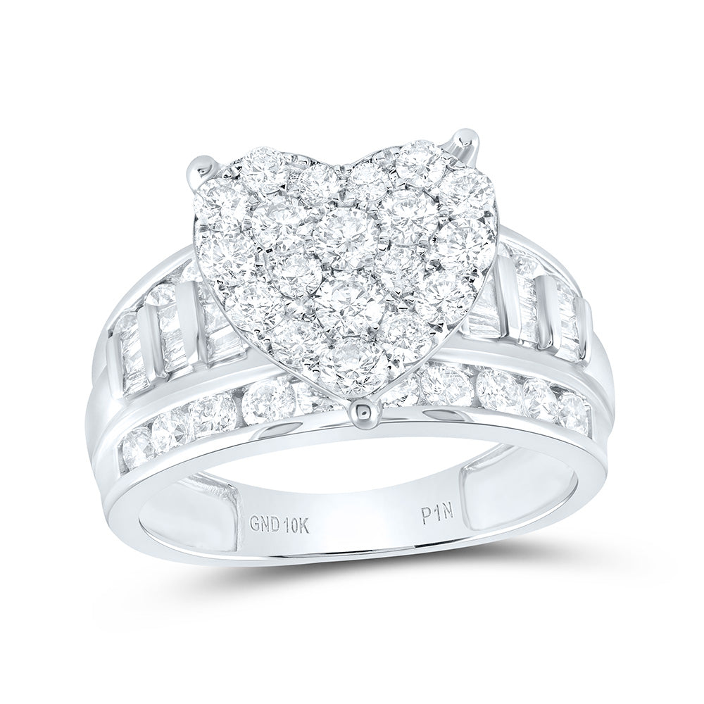 10K White Gold 2Cttw Natural Diamond Gift Heart Head Ring