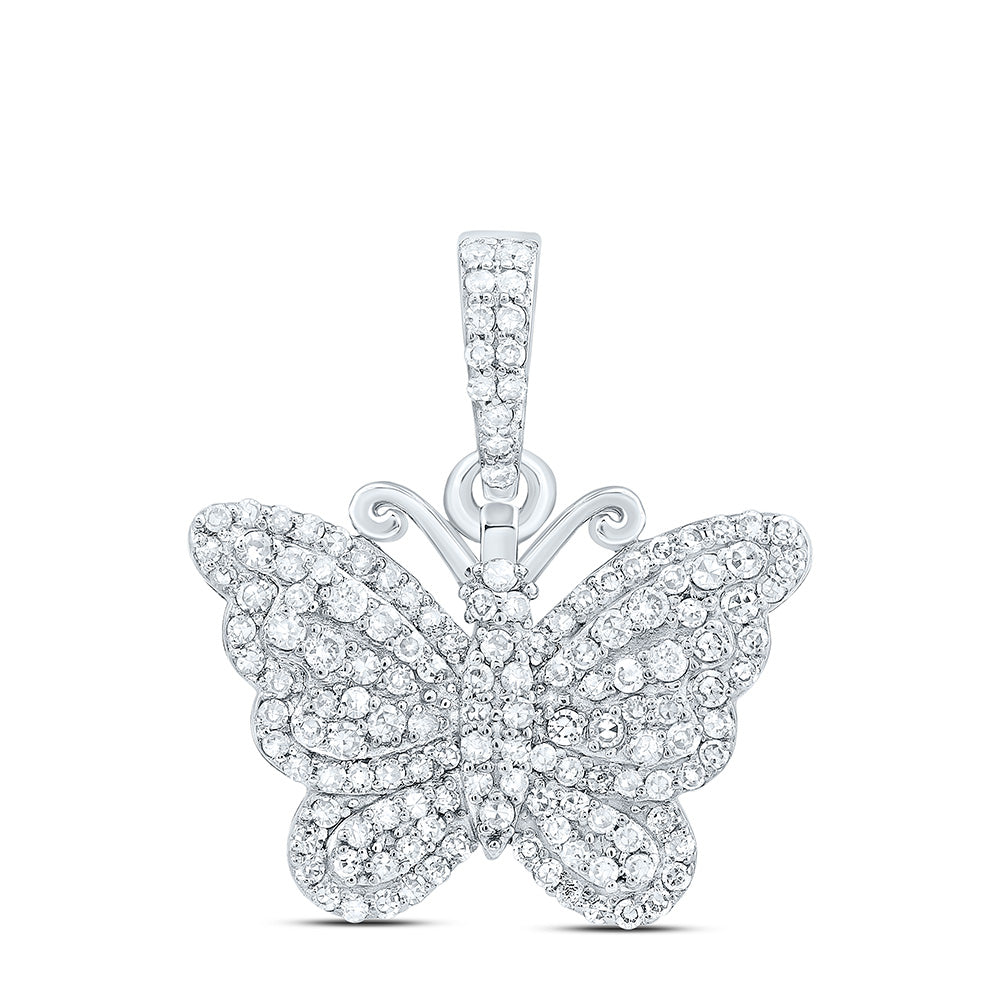 14K Yellow Or White Gold 3/8Cttw Natural Diamond Butterfly Fashion Pendant