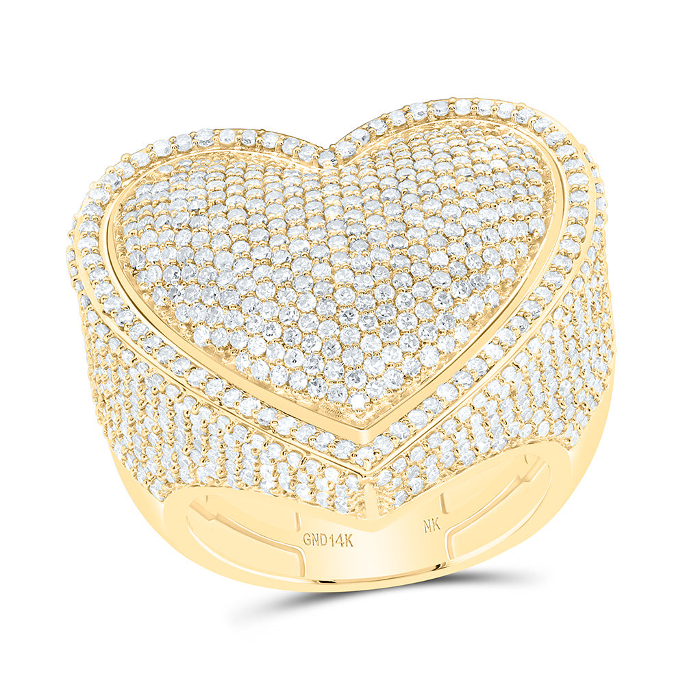 10K Or 14K Yellow Or White Gold 3 1/3Cttw Natural Diamond Fashion Heart Ring