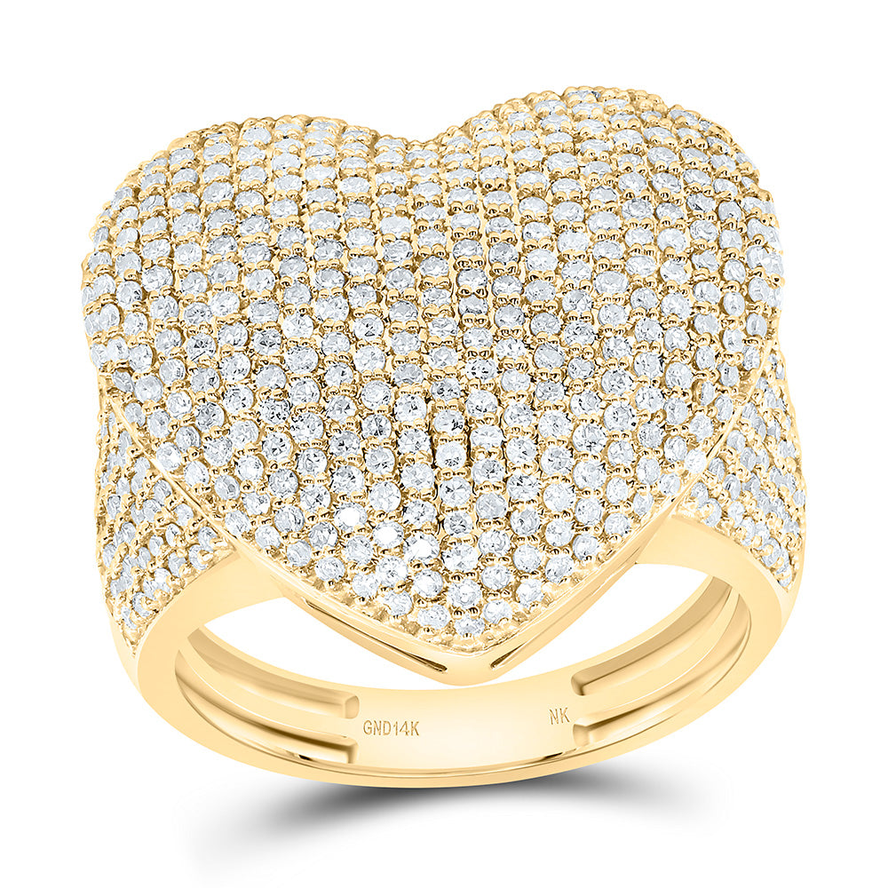 10K Or 14K Yellow Or White Or Rose Gold 1 1/4Cttw Natural Diamond Fashion Heart Ring