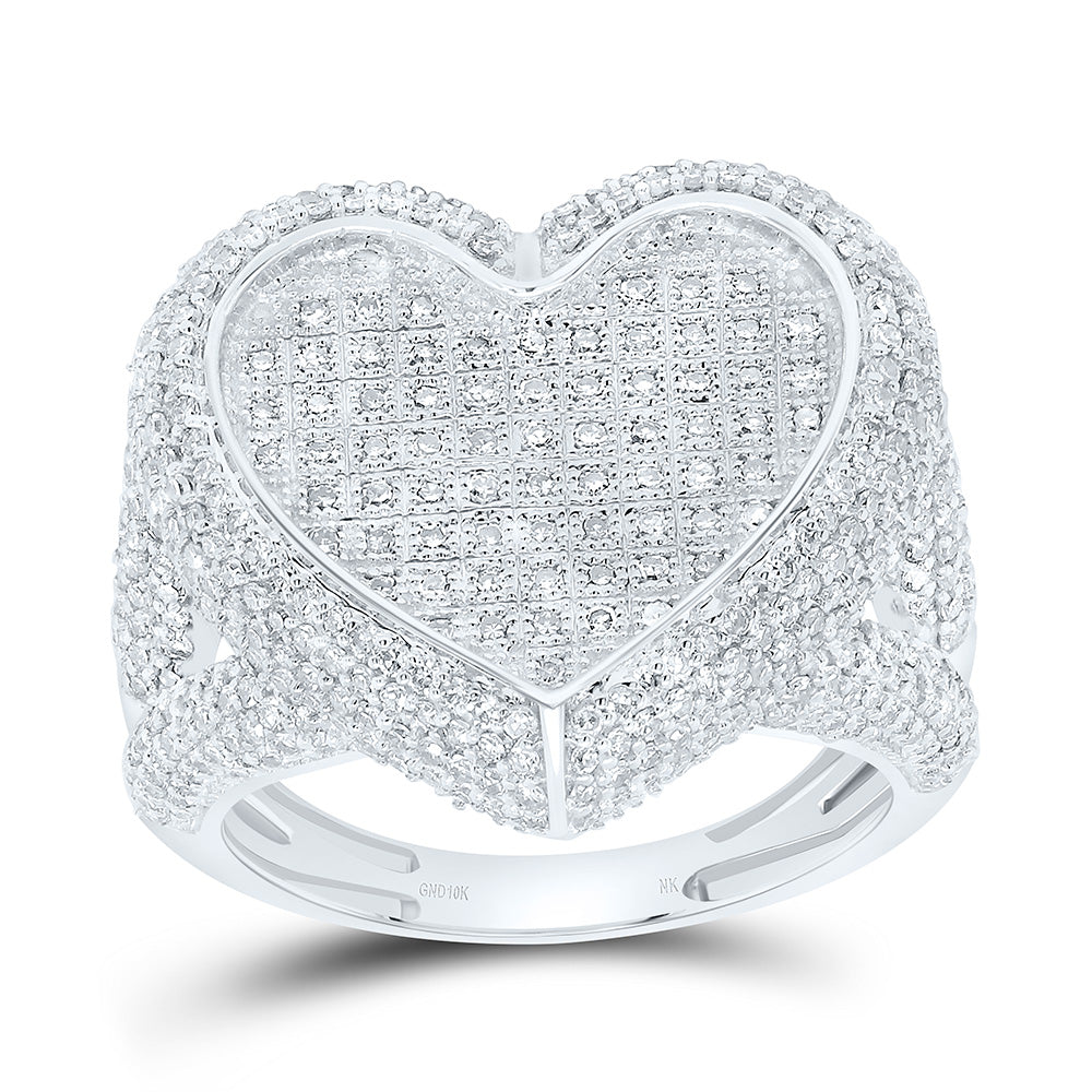 10K Yellow Or White Gold 1 3/4Cttw Natural Diamond Fashion Heart Ring