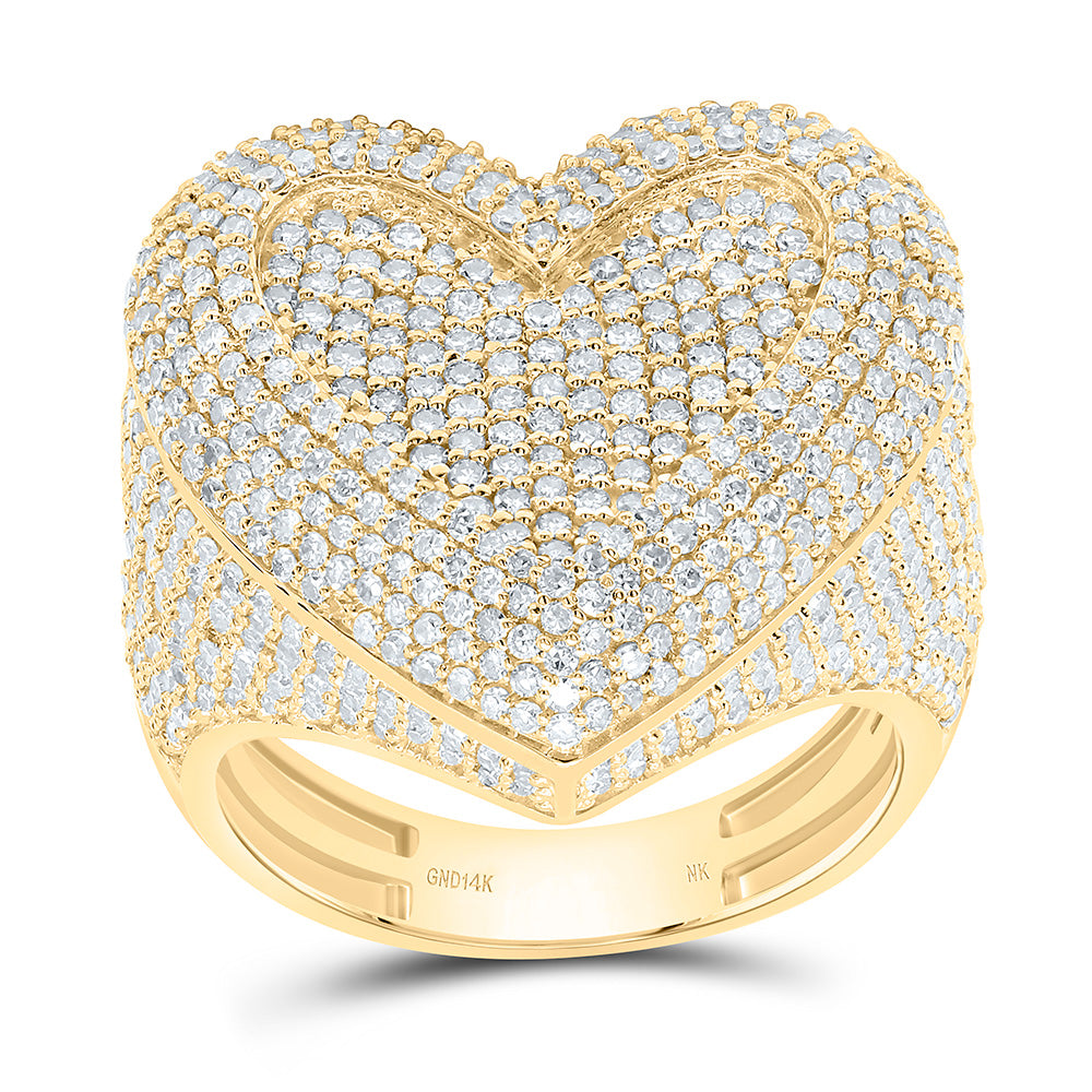 10K Or 14K Yellow Gold 2 Cttw Natural Diamond Fashion Heart Ring