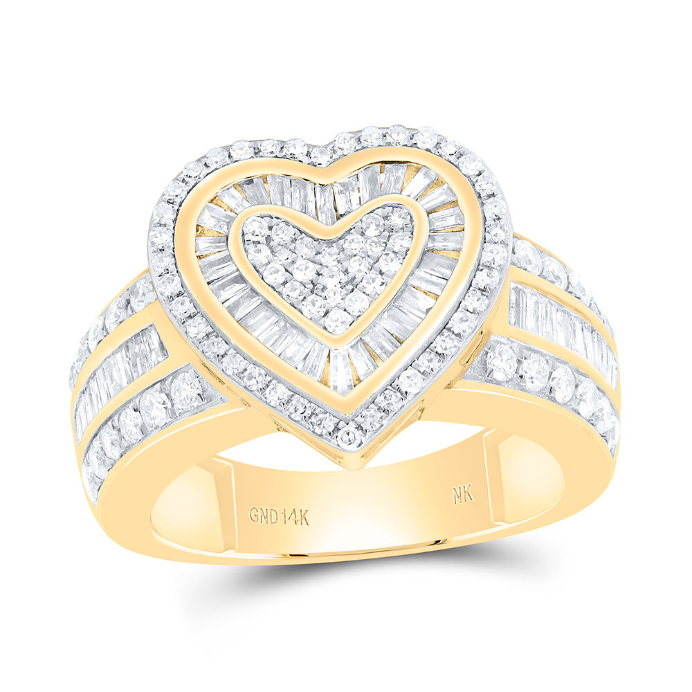 10K Or 14K Yellow Or White Or Rose Gold 1Cttw Natural Diamond Fashion Heart Ring