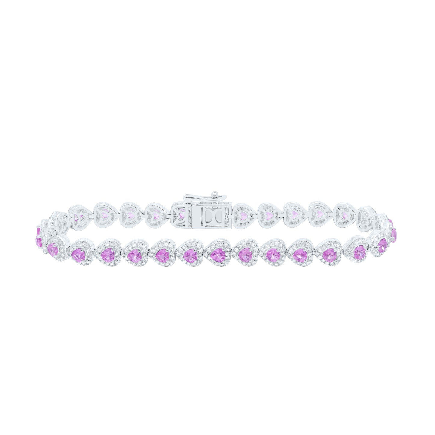 14K Yellow Or White Gold 1 5/8Cttw Natural Diamond Heart Blue Sapphire Heart Bracelet(7 Inch)