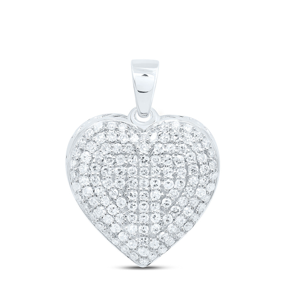 10K Yellow Or White Gold 1/2Cttw Natural Diamond Fashion Heart Pendant