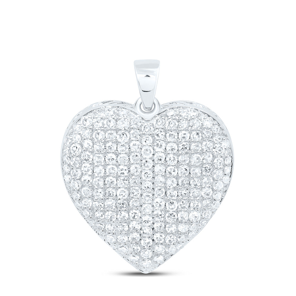 10K Yellow Or White Gold 1Cttw Natural Diamond Fashion Heart Pendant