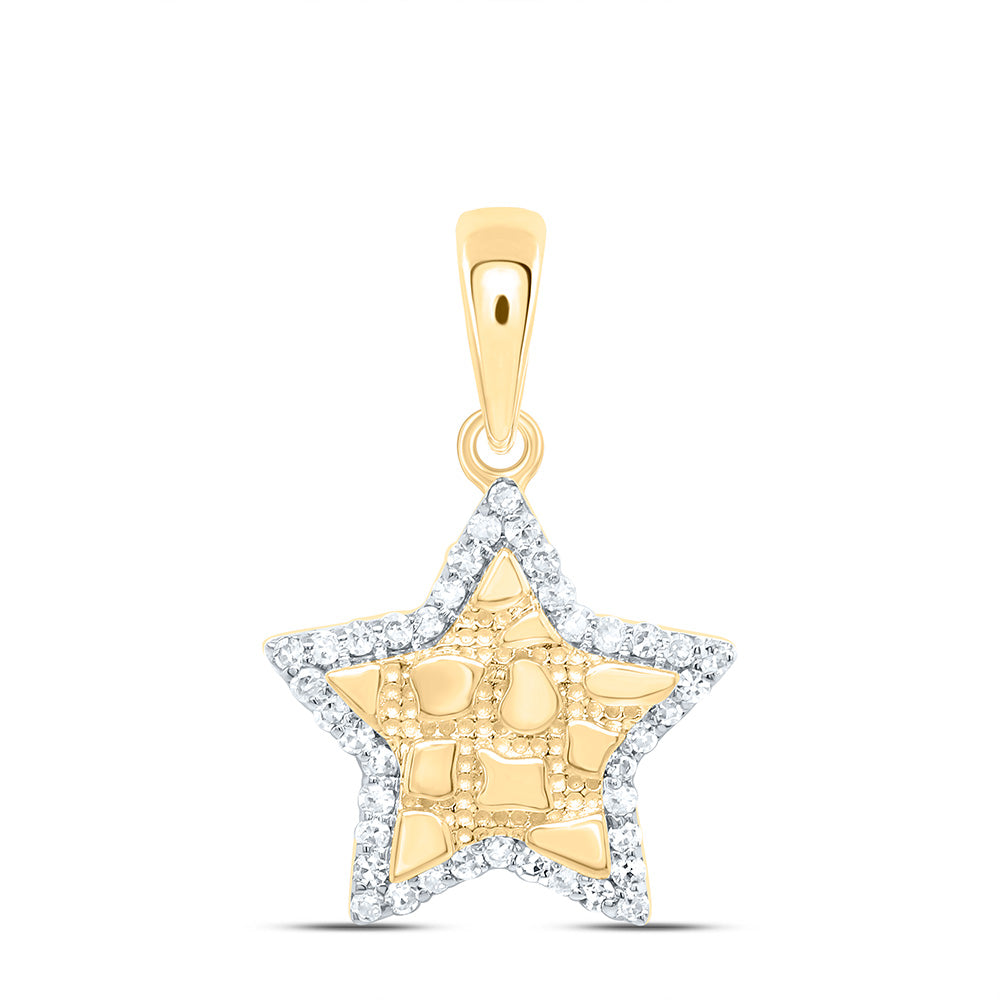 10K Yellow Gold 1/8Cttw Natural Diamond Gift Star Pendant