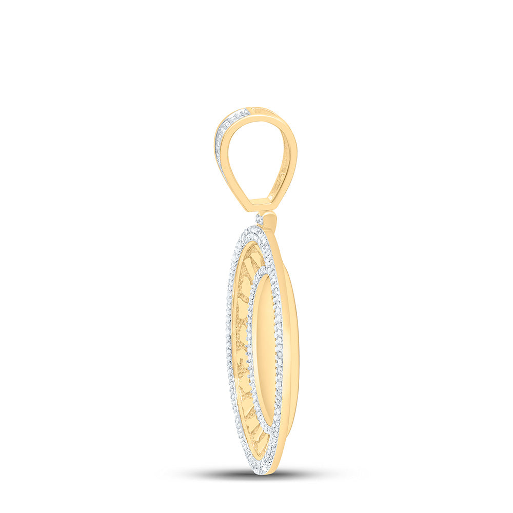 10K Yellow Gold 1Cttw Natural Diamond Round Nugget Memory Mens Charm
