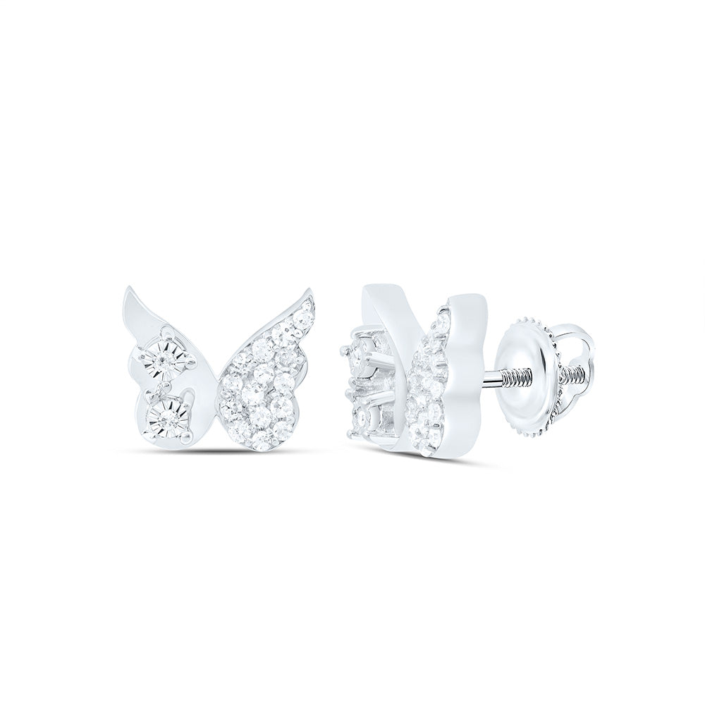10K Yellow Or White Gold 1/10Cttw Natural Diamond Gift Butterfly Earring
