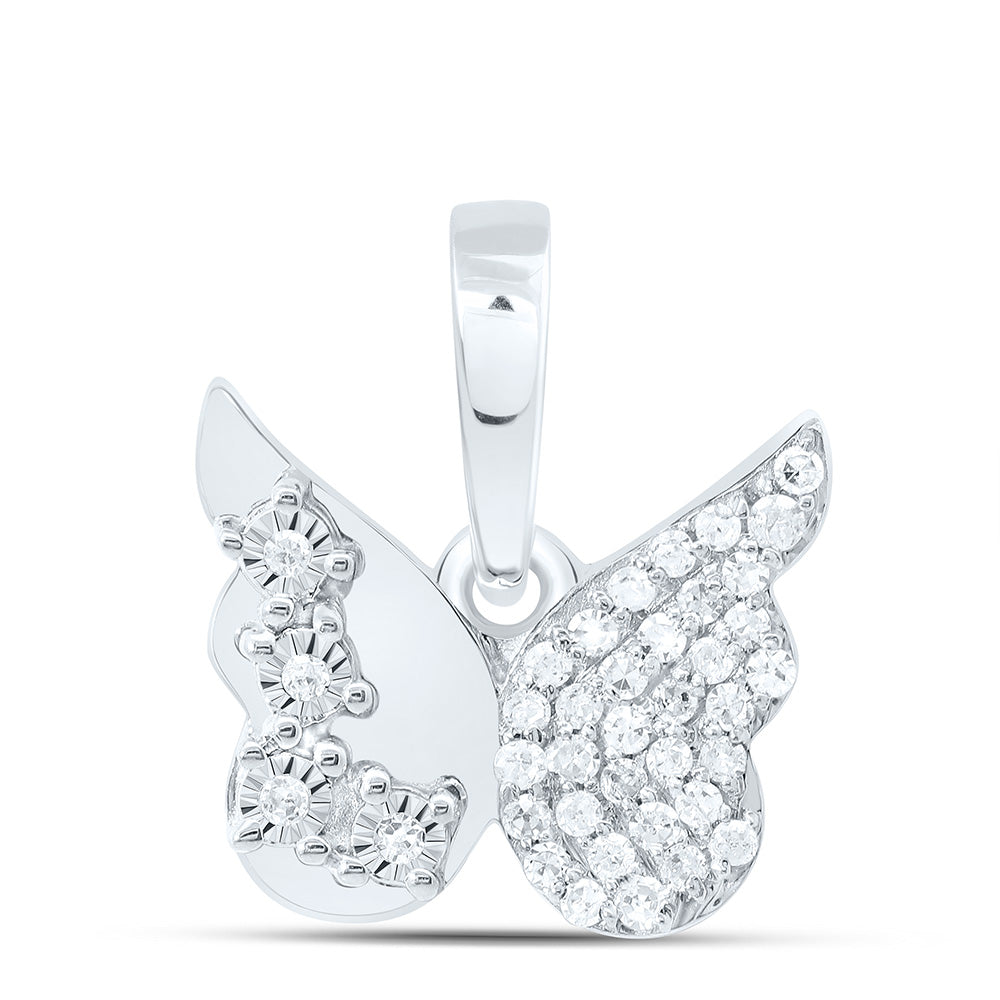 10K Yellow Or White Gold 1/10Cttw Natural Diamond Gift Butterfly Pendant