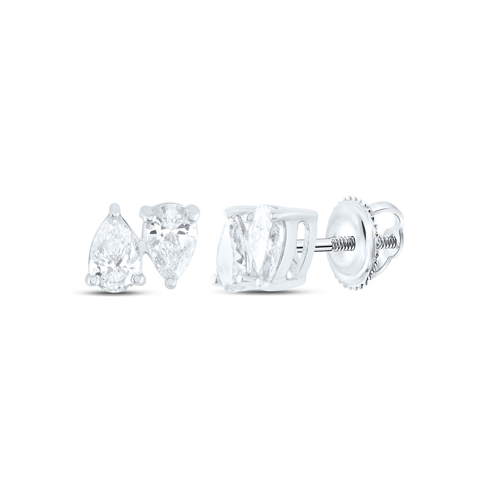 14K Yellow Or White Gold 3/8Cttw Natural Diamond I1-Ij 2 Stone Earring