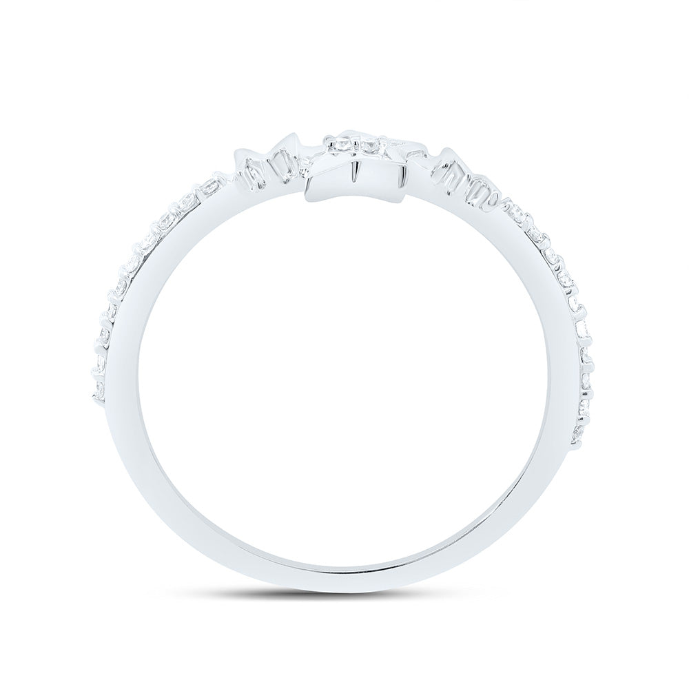 10K Yellow Or White Gold 1/10Cttw Natural Diamond Gift "Mom" Star Ring